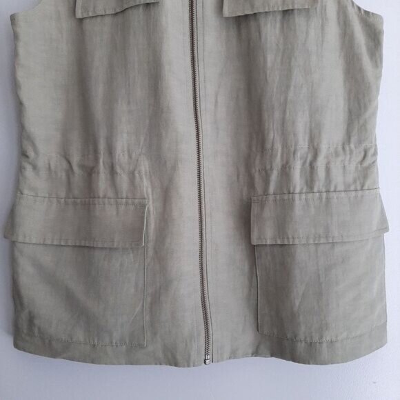 NORDSTROM COLLECTION / Full-Zip Vest Sage Green Utility Style Sz M - Picture 3 of 11